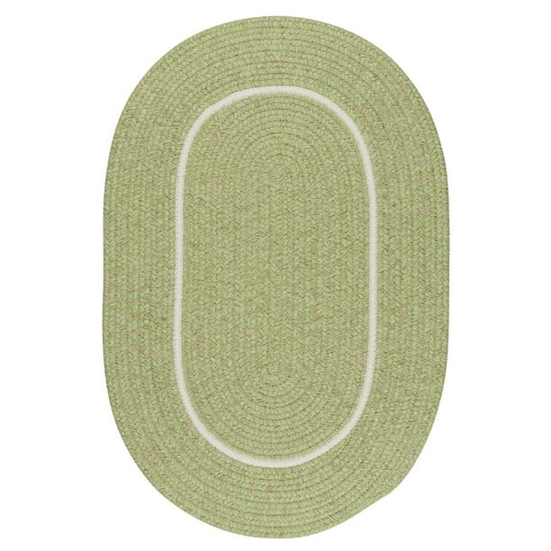 7' x 9' Green and White Oval Area Throw Rug