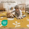 thumbnail image 4 of ODIKA 8'x10' Washable Area Rug Non-Slip Chair-Friendly Mat Yellow Mustard Botanical Charm Playful Nature Motif with Mushrooms and Leaves for Dining Room, Large Office, Lounge, 4 of 7