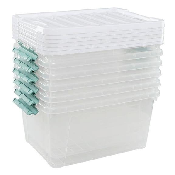 Yuright 6 Pack 35 Quart Clear Plastic Box with Lid, Big Latching Storage Bin