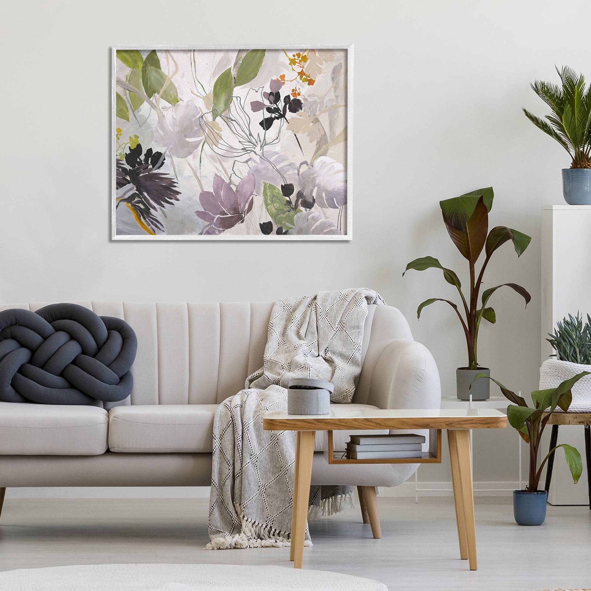 Soft Spring Organic Flora White Framed Giclee Art, design by Design Fabrikken