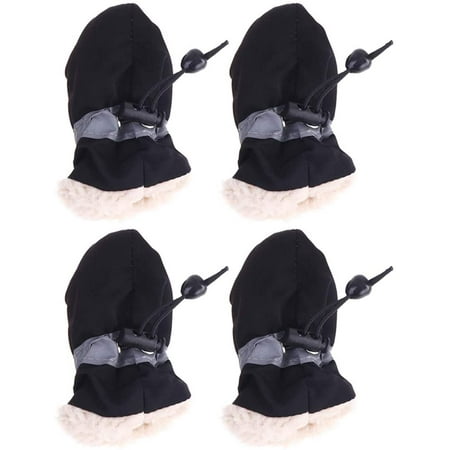 4pcs Dog Shoes Anti-Skid Pet Shoe Rain Boots Dog Foot Cover Thick Plush Dog Boots Paw Protector Soft Sole Pet Shoes (Black Size 5ï¼\u2030