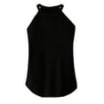 thumbnail image 6 of MRULIC tank top for women Women's Solid Color Slim Fit O Neck Halter T-Shirt Top Vests Tank Sleeveless Blouse Womens tank tops Black + L, 6 of 7