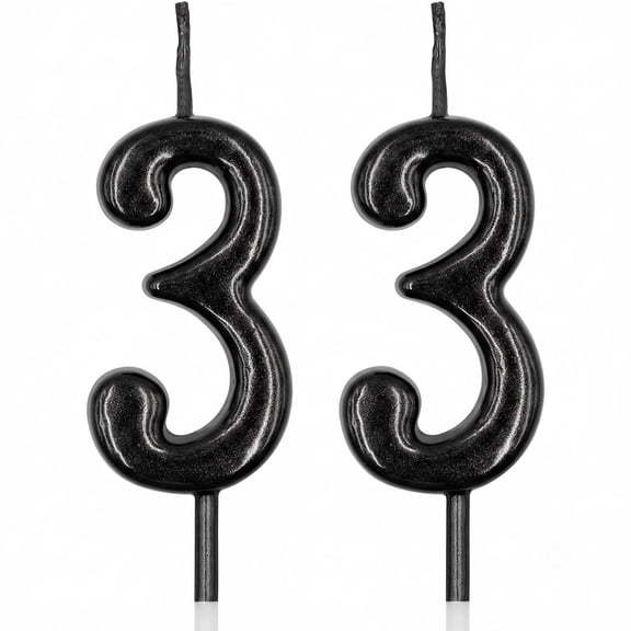 33rd Birthday Cake Candle, Number 33 Birthday Cake Topper, Happy Birthday Cake Decoion, Anniversary Party Supply, Milestone Birthday Celebion Decor, Black
