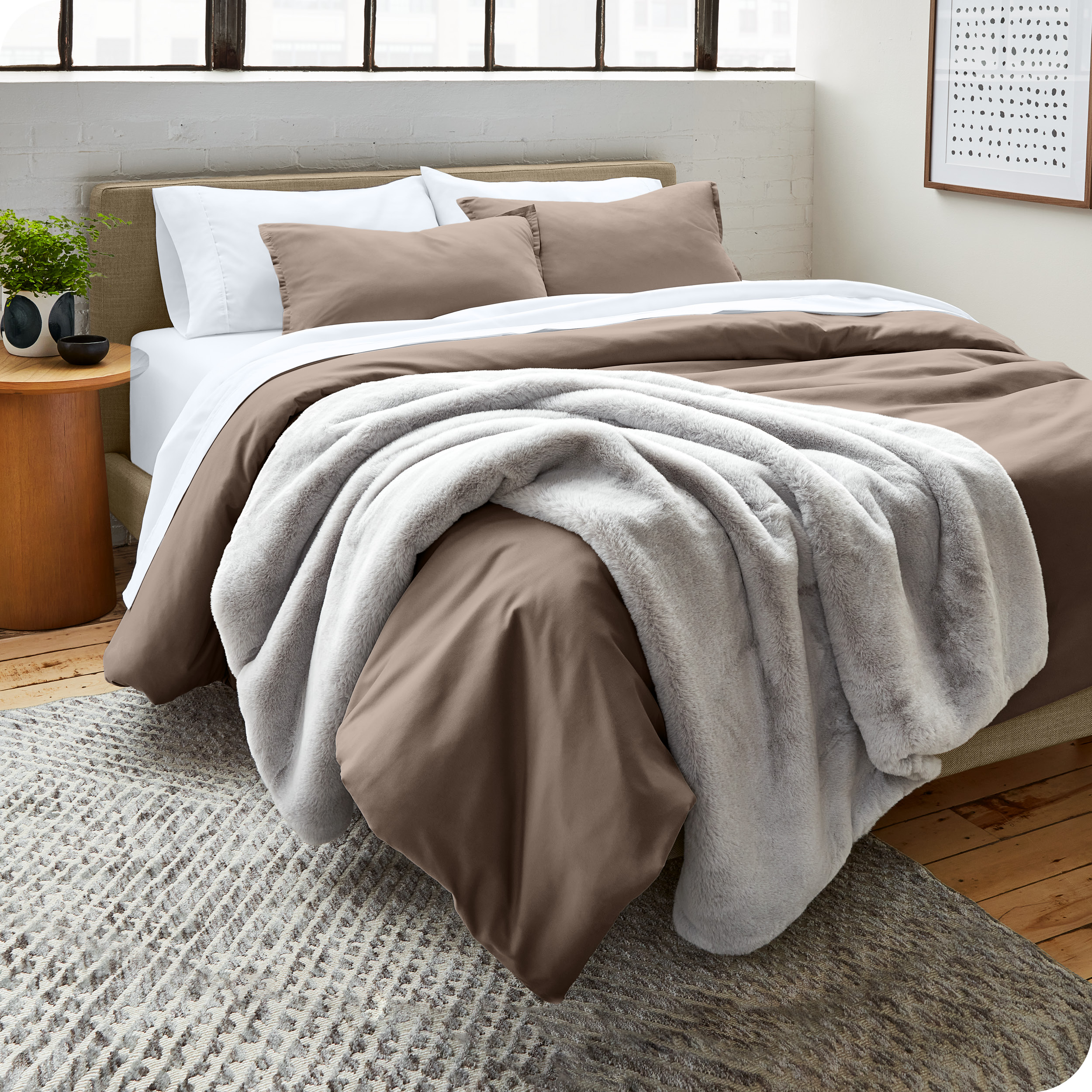 Bare Home Microfiber Duvet Cover & Sham Set, King, Taupe, 3-Pieces