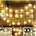 thumbnail image 5 of Tira de luces LED de color blanco cálido con forma de estrella para dormitorio infantil, pasillo, decoración de bodas y Navidad, funciona con pilas (20 LED), 5 of 5