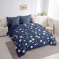 thumbnail image 2 of jejeloiu Nautical Floral 7 Pieces Full Size Bedding Sets For Girls,Delicate Daisy Full Size Bed in a Bag,Navy White,Navy Blue Reversible, 2 of 7