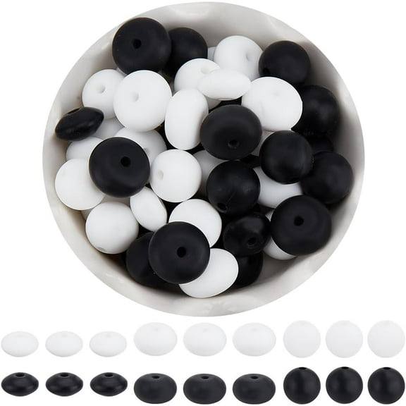 120Pcs 6 Styles Food Grade Eco-Friendly Silicone Abacus Beads Chewing Beads For Teethers DIY Nursing Necklaces Making Mixed Color 12~14x6.5~12mm Hole: 2mm 20pcs/style
