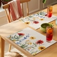 thumbnail image 4 of Placemat Set of 6 Blue Floral Leaf Placemats for Dining Table Yellow Red Flower Washable Table Mats for Kitchen and Party Decor Indoor & Outdoor Use, 4 of 8