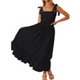 thumbnail image 3 of Txlixc - Vestido midi de verano para mujer, informal, con tirantes finos, sin mangas, de talle alto, fluido, línea A, largo Txlixc Estilo de ocio, 3 of 6