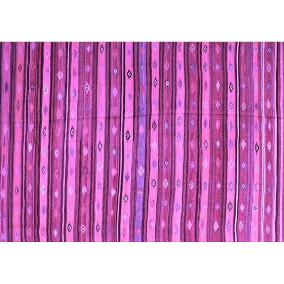Ahgly Company Machine Washable Indoor Rectangle Oriental Purple Traditional Area Rugs, 5' x 8'