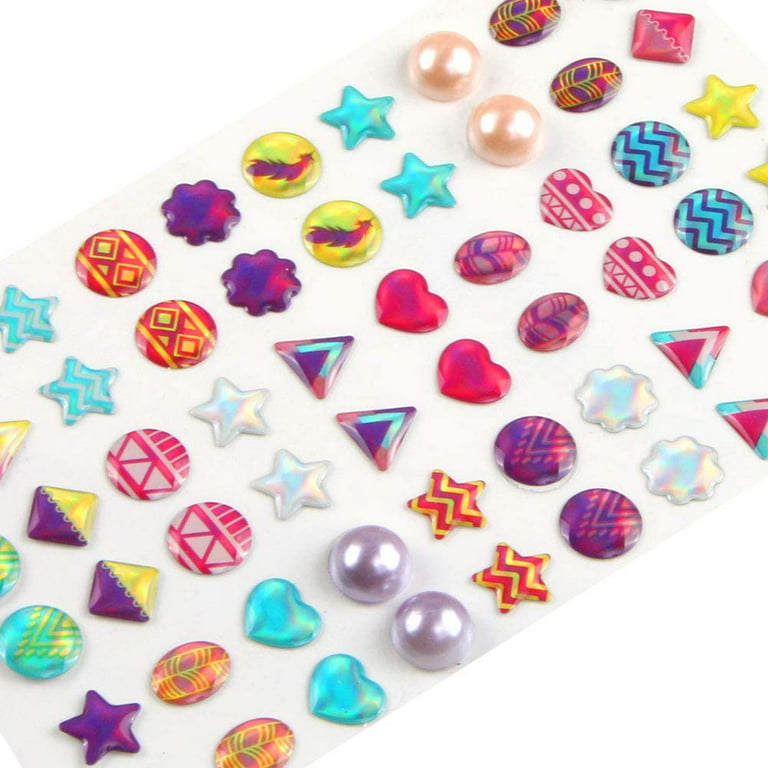 Wholesale SUPERFINDINGS 8 Styles 3D Gems Earring Stickers Sticky Gems  Sparkle Crystal Rhinestone Stickers with Animal Flower Self-Adhesive  Sticker for Little Girls Dress up Jewelry Accessories 