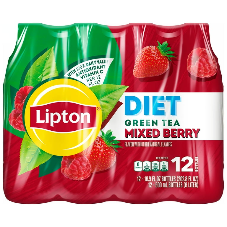 Lipton Diet Green Tea Mixed Berry Iced Tea 16.9 fl oz Pack of 12