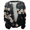 thumbnail image 4 of Jxximdong Cardigans for Women, Lightweight Print Stylish Open Front Cardigan, Women's Bolero Shrugs Black, 4 of 4