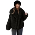 thumbnail image 2 of Women Long Sleeve Lapel Open Front Faux Fur Coat Warm Fluffy Short Winter Jacket, 2 of 6
