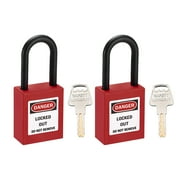 Uxcell 1-1/2'' Lockout Tagout Padlock Shackle Nylon Red 2Pcs