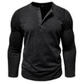 thumbnail image 4 of YYDGH Men's Henley Shirts Long Sleeve Cotton Button T Shirts Casual Solid Color Pullover Tops Black 3XL, 4 of 7