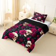 thumbnail image 2 of Homewish Hipple Skull Twin Comforter Sets,Gothic Romantic Rose Bedding Set,Happy Halloween Duvet,Black Reversible,2 Pieces,1 Comforter and 1 Pillowcase, 2 of 7