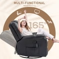 thumbnail image 4 of 8-Point Vibration Massage Recliner Chair, Black PU Leather Swivel Rocking Sofa, 150° Recline with Remote Control & Side Pockets, Comfortable Armchair for Living Room or Office, 4 of 7
