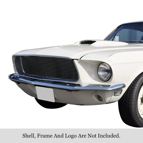 1967-1968 Ford Mustang Stainless Steel Black Powder Coated Finish 8X6 Horizontal Billet Black Stainless Steel Billet Grille