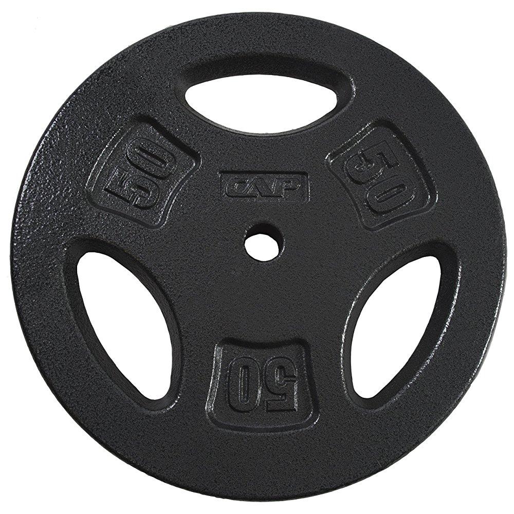 cap barbell standard grip plate, black, 50 lb