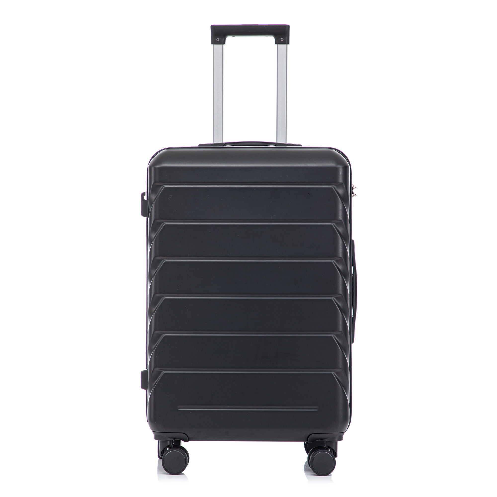 28 Inch ABS Hard Shell Large Travel Checked Luggage - Scratch Resistant Surface Four Multi-Directional Wheels, With Combination Lock and Side Hooks .(Black)