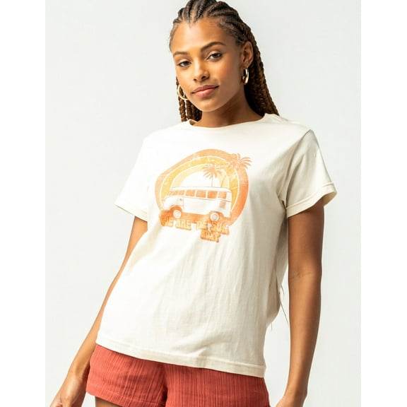 Roxy Women's Vintage Rainbow Van Distressed Graphic Tee T-Shirt - Tapioca (X-Small)