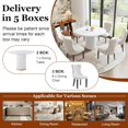 thumbnail image 7 of 7-Piece Round Dining Table Set, 46.46" Modern Farmhouse Wood Top with Gold Roman Column Pedestal Base and 6 Velvet Nailhead Chairs with Ring Pull for Kitchen,Dining Room,White, 7 of 7