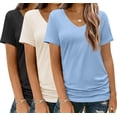 thumbnail image 1 of Camiseta HOTOUCH para mujer, cuello en V, manga corta, casual, x3, 1 of 5