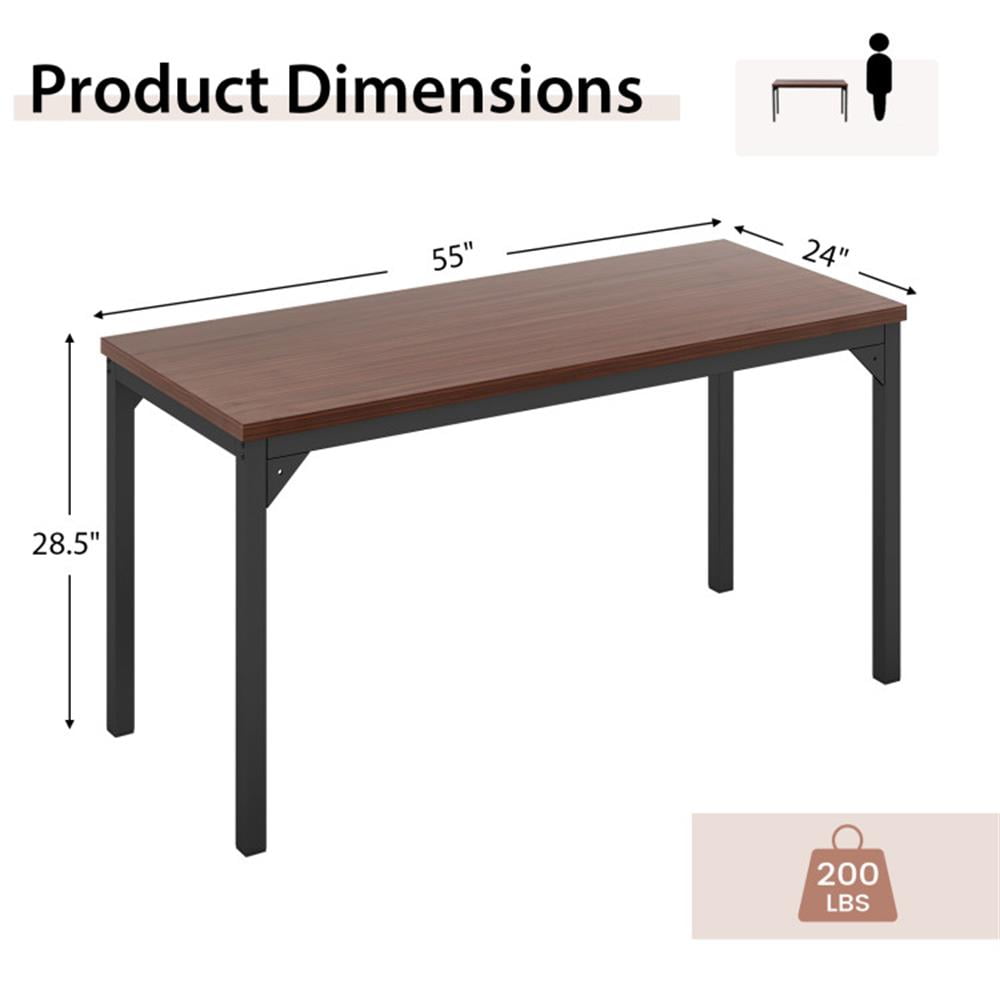 Demi Bonn 55" Conference Table with Heavy-duty Metal Frame, Small Home Office Desk Study Writing Table, Brown