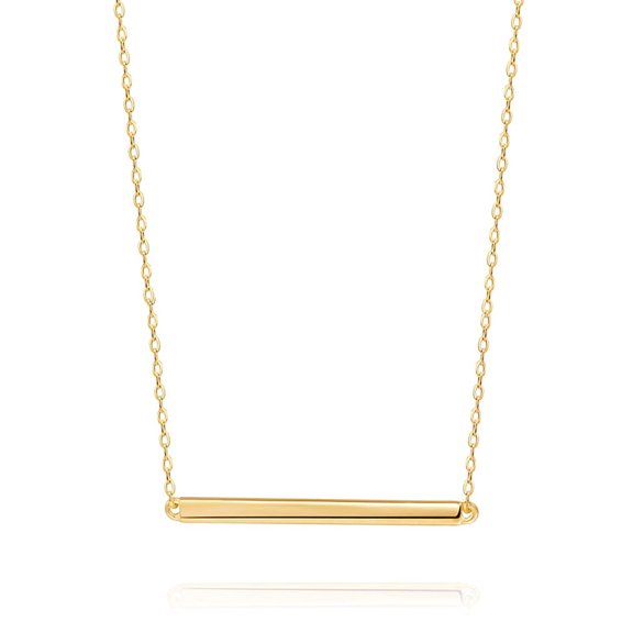 S.Leaf Bar Necklace for Women Bar Necklace Sterling Silver Dainty Necklace (Gold)