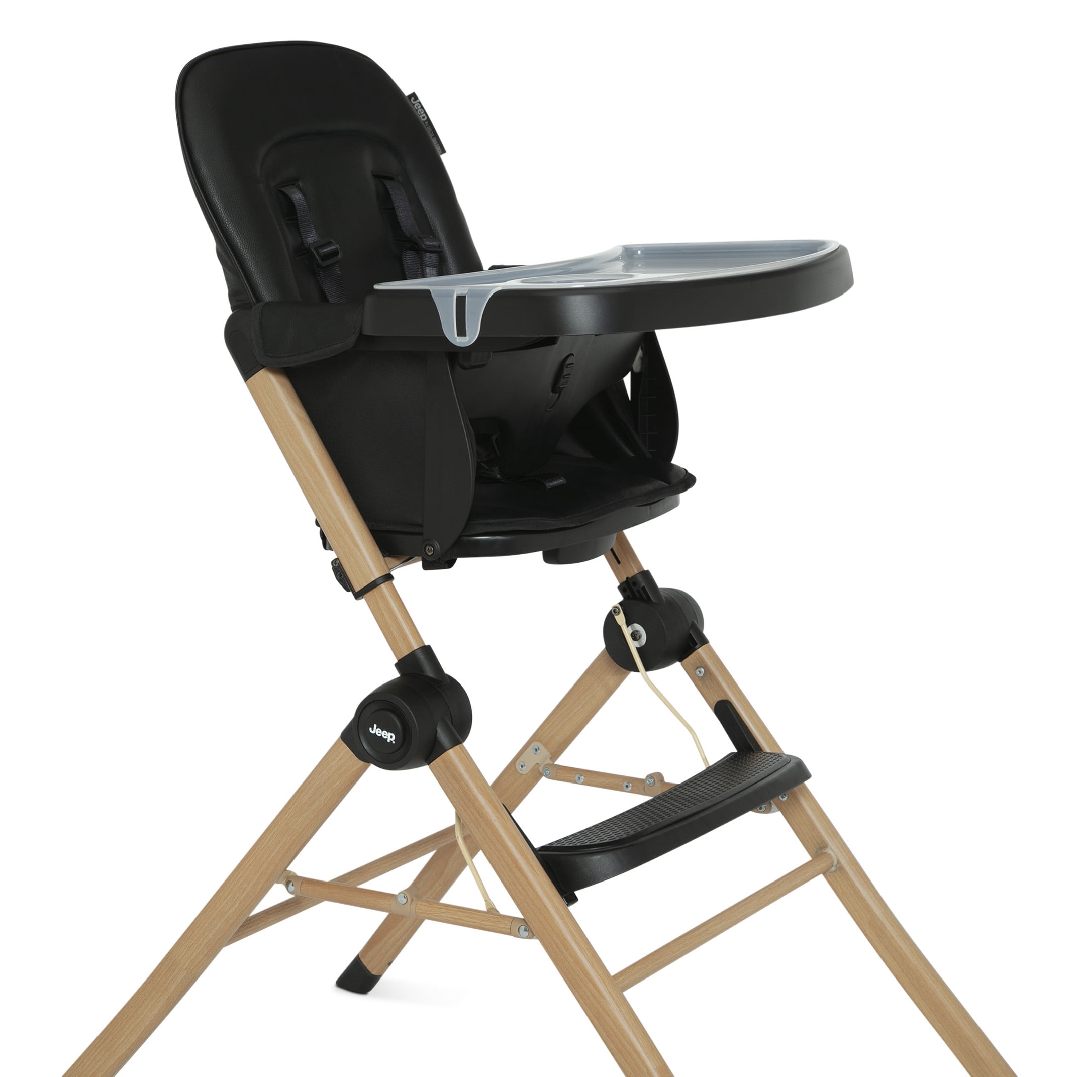Jeep Dune Compact Travel High Chair by Delta Children - Slim Fold, No Tolol Adjustable Tray and Footrest, Black