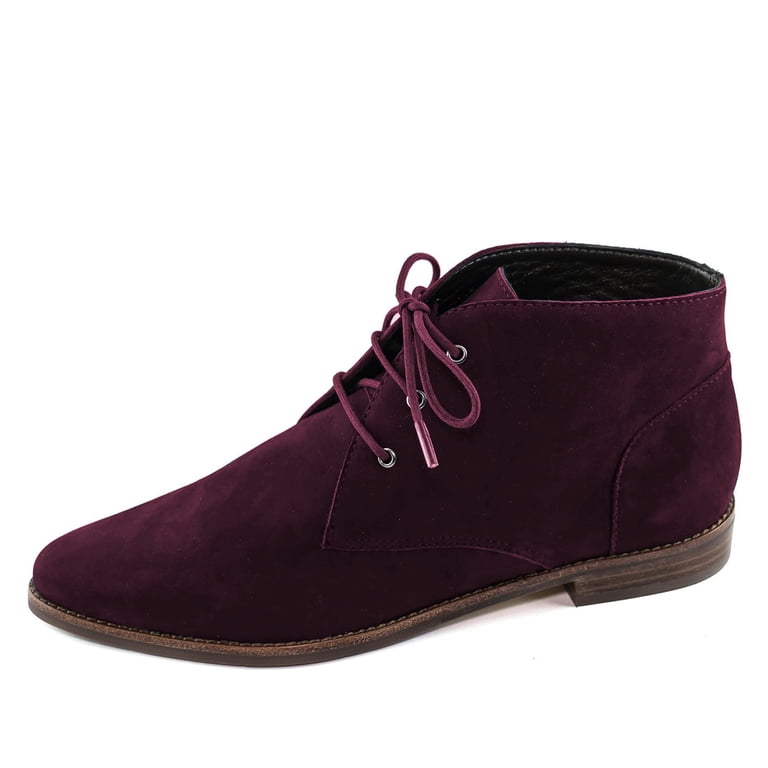 YDN Women Classic Low Heel Pointed Toe Lace Up Chukka Ankle  display picture 2
