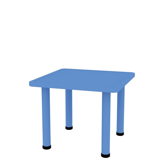 2xhome - Kids Table Height Adjustable 21.5 inches to 22.5 inches - Square Shaped Plastic Activity Table with Metal Legs for Preschool School Learn Play 24” x 24” - Blue