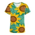 thumbnail image 5 of Nmnitkp Scrubs Tops for Women Sunshine Sunflower Print Scrub Tops Comfortable and Practical Women Tops V-neck Short Sleeved Pocket ,Scrub Tops Women Stretchy, 5 of 5