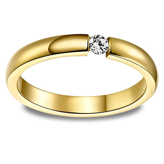 Wedding Band Ring for Women or Men Gold Stainless Steel Crystal Ginger Lyne Collection