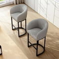 thumbnail image 5 of Merluxy Modern Bar Stools Set of 2 for Kitchen Counter, Grey Boucle Chair with Arms and Footrest, 5 of 9
