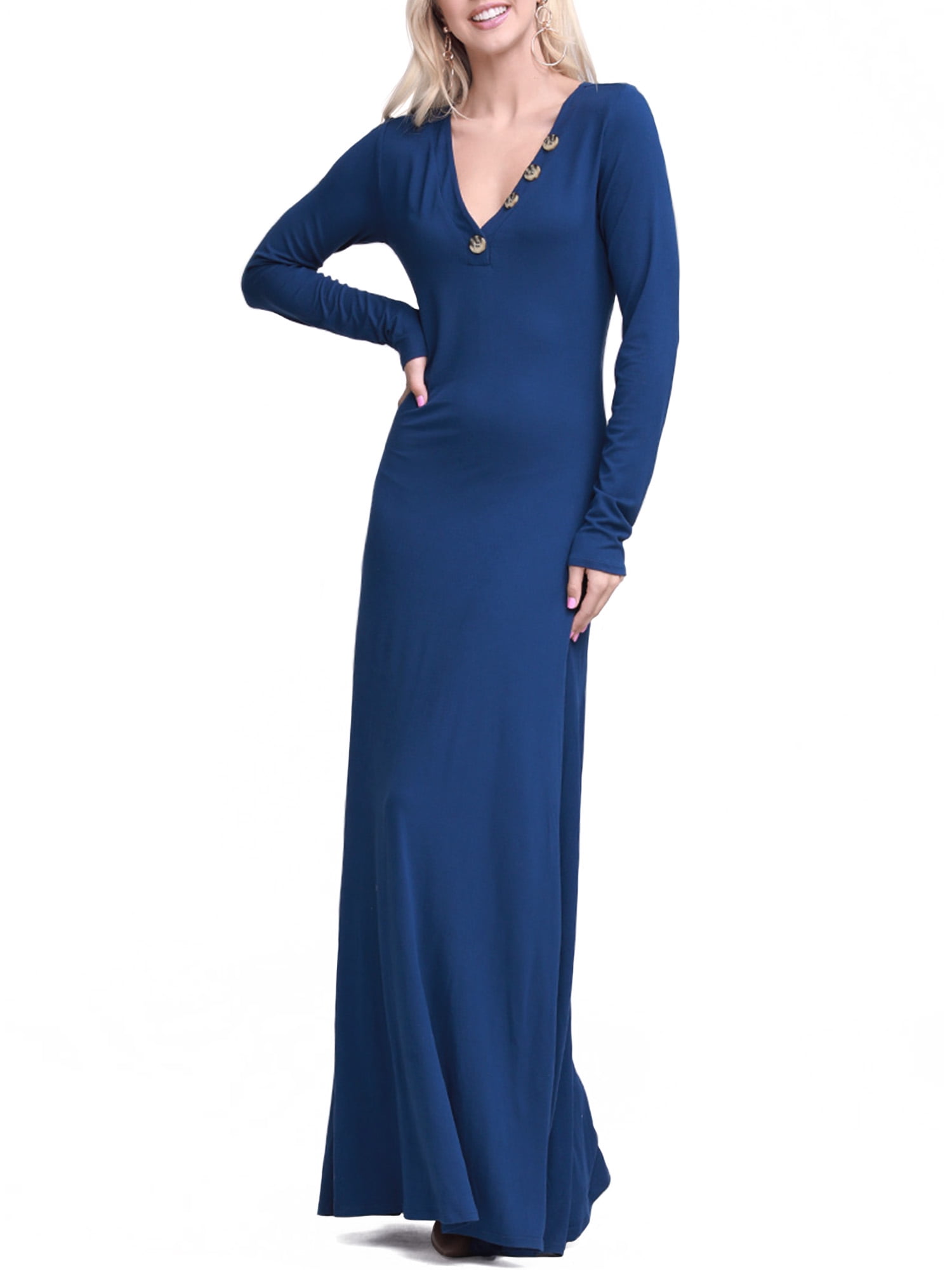 long sleeve maxi a line dress