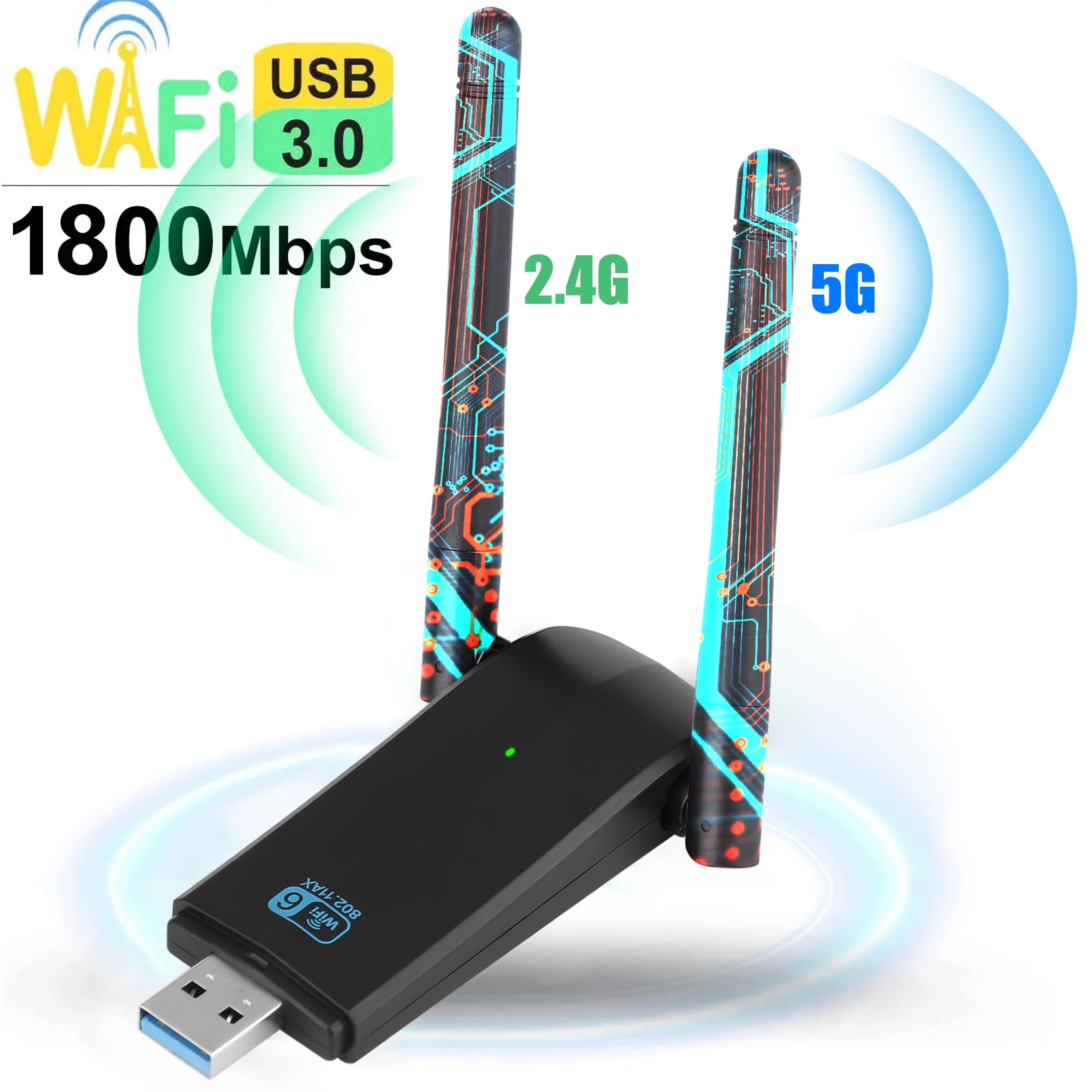 USB WiFi Adapter for PC, 1800Mbps Band Network Adapter, USB3.0 High Gain 802.11ac WiFi Dongle Wireless Adapter for Desktop Laptop Supports Windows 10/11 - Walmart.com