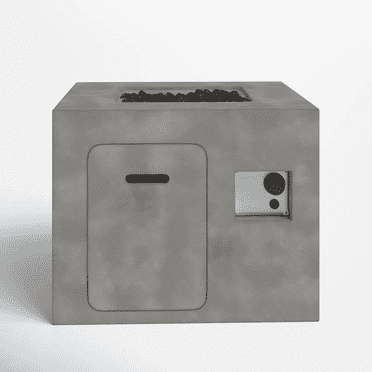 LSI Modern Outdoor 30" x 30" Concrete Fire Pit with Adjustable Flame