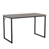 Martha Stewart Noah Home Office Parsons Desk in Gray Wood Grain with Oil Rubbed Bronze Metal Frame