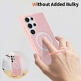 thumbnail image 4 of Magnetic for Samsung Galaxy S24 Ultra Case, Shock-Absorbent Anti-Fingerprint Matte Protective Back Cover with Ring Kickstand, Anti-Scratch PC+TPU Non-Slip Slim Wireless Charging Case, Pink, 4 of 6