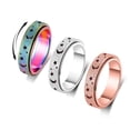 thumbnail image 1 of Anillo de ansiedad para mujer Anillo giratorio Anillo antiestrés Anillos giratorios de acero inoxidable Juguetes antiestrés para adultos Juego de anillos Fidgit Oro rosa Plata Arco iris Tamaño 7, 1 of 1