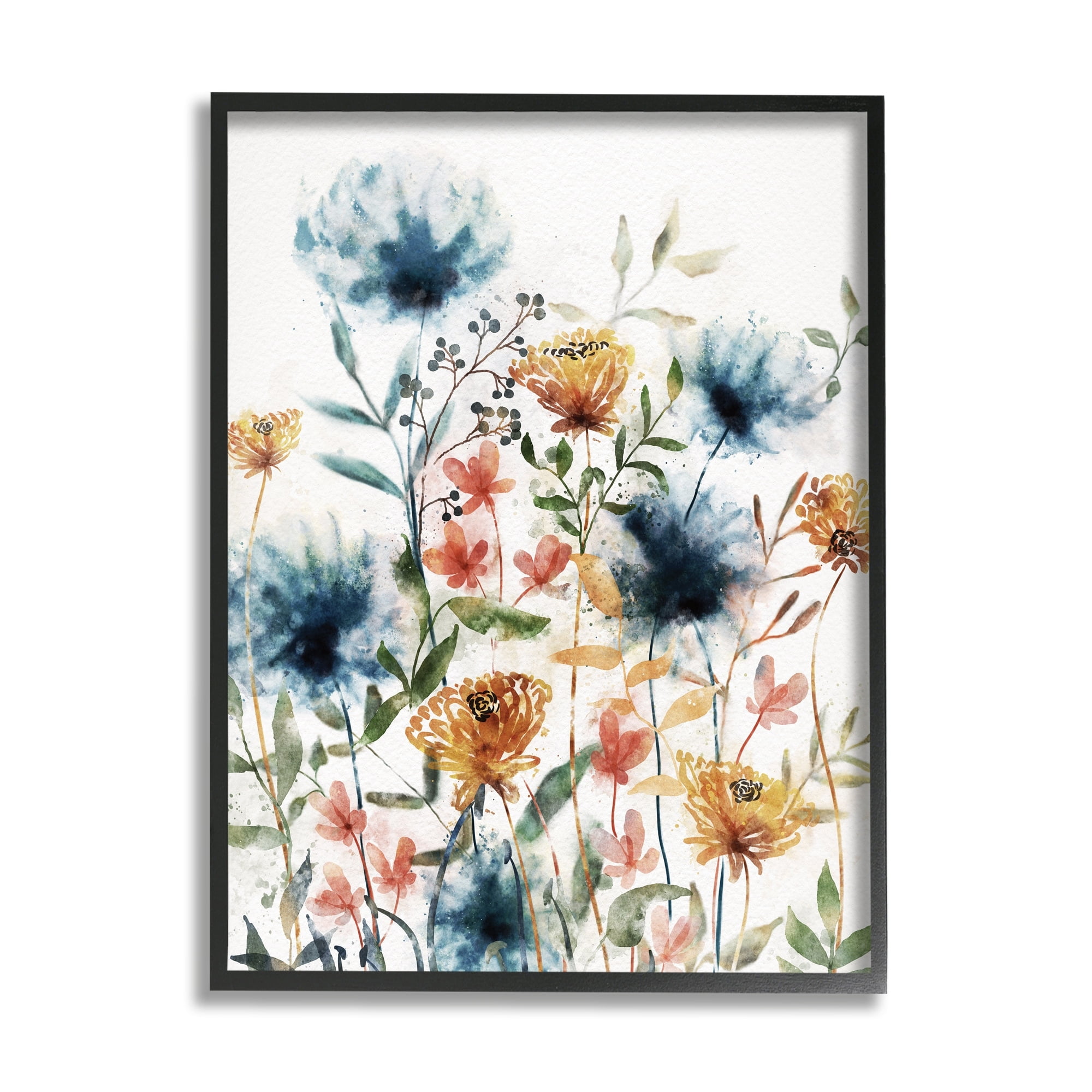Stupell Industries Mixed Floral Garden Sprouts Botanical & Floral Painting Gray Framed Art Print Wall Art