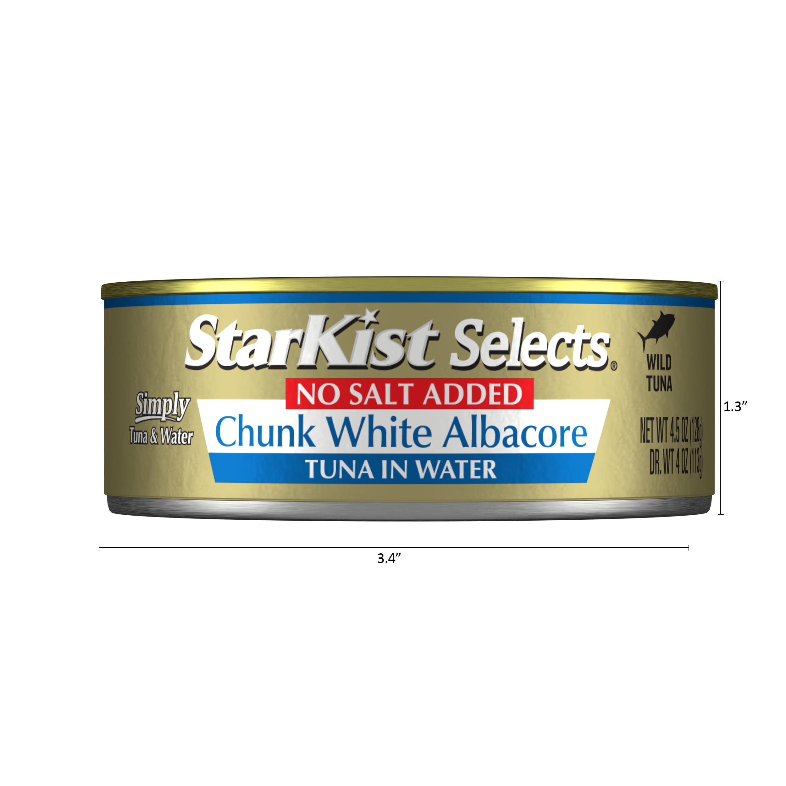 (6 pack) StarKist Selects Chunk White Albacore Tuna in Water, Wild Caught, No Salt Added, 4.5 oz Can