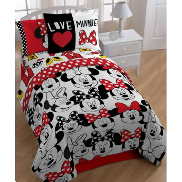 Minnie Mouse Red Twin Comforter Sheets Amp Bonus Sham J 5 Piece Bed In A Bag Walmart Com Walmart Com