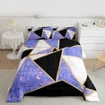 thumbnail image 2 of Homewish Modern Abstract Geometric Full Size Comforter Sets,Purple White Black Bedding Comforter Set,Triangle Plaid Print Bedding Sets For Men Women,Breathable Home Decor Reversible,3 Pieces, 2 of 8