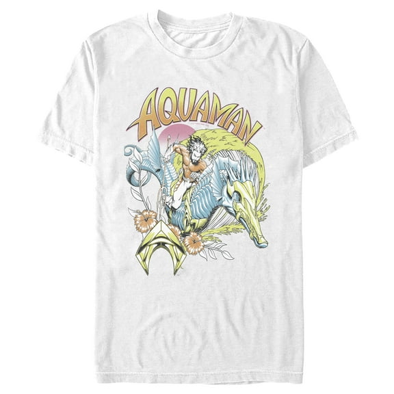 Men's Aquaman and the Lost Kingdom Retro Pastel Poster  Graphic Tee White Medium