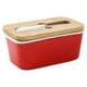 thumbnail image 1 of Caja de almacenamiento de mantequilla con rebanador soporte de cerámica para queso rectangular Naiovety rojo, 1 of 6