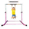 thumbnail image 4 of GymPro Expandable Gymnastics Kip Bar Horizontal Bar Junior Gymnastic Training High Bar Asymmetric Bar 13 Level Height Adjustable 3 to 5 FT Cushioned Bar & Curved Legs (Pink), 4 of 10