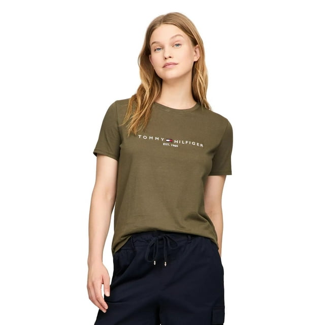 Camiseta Tommy Hilfiger para mujer, corte regular, logotipo bordado